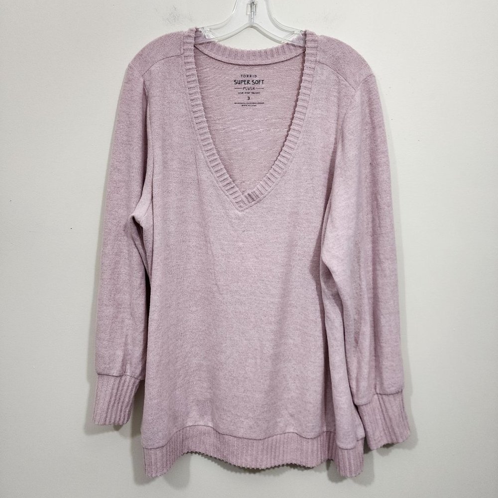 Torrid super soft plush dusty rose v-neck fleecy sweater woman's size 3X